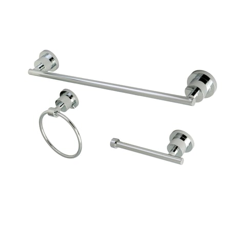 Kingston Brass 3-Piece Bathroom Accessories Set, Chrome BAK821248C